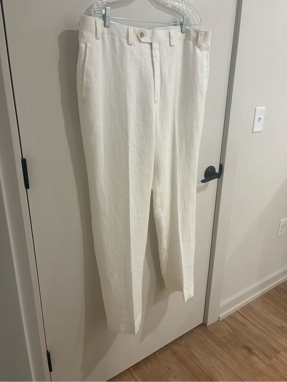 Lauren Ralph Lauren White 100% Linen Trouser Pants Beach Wedding Resort 40 x 32